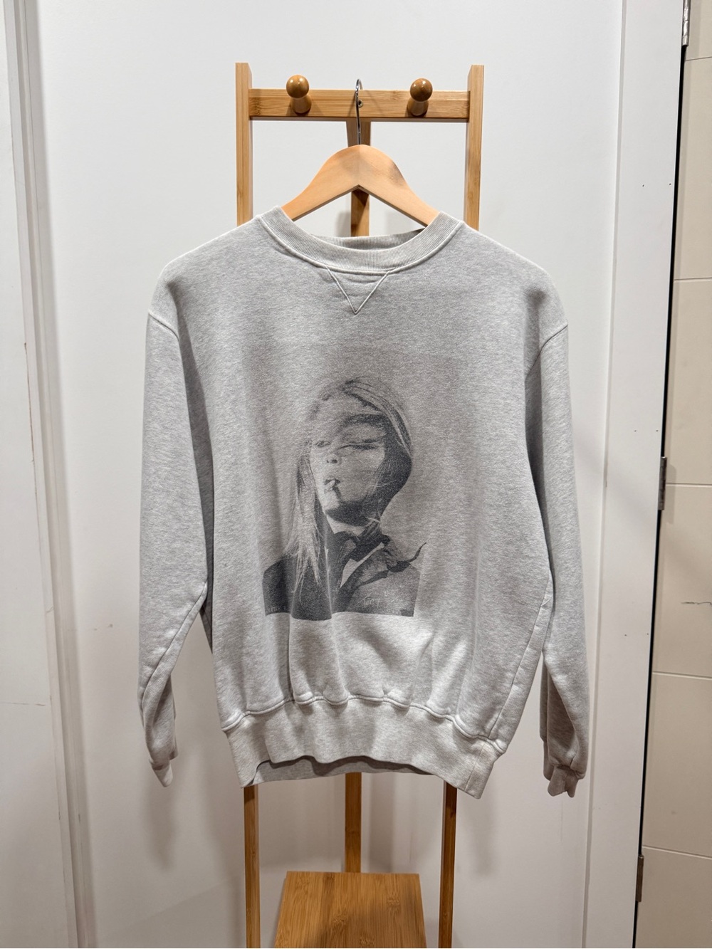 Anine Bing Brigitte Bardot Light Gray Graphic Crewneck Sweatshirt